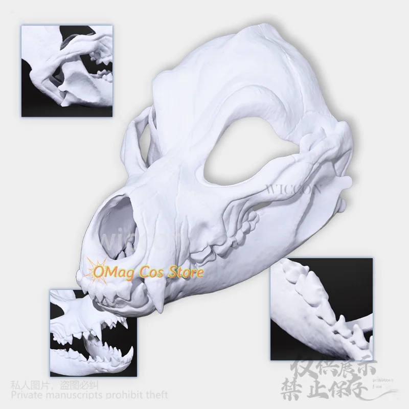 Animal Furry Cosplay Dog Skull Kigurumi Props Polylactic Acid Mask 3D Print Head Fursuit Halloween Christmas Party