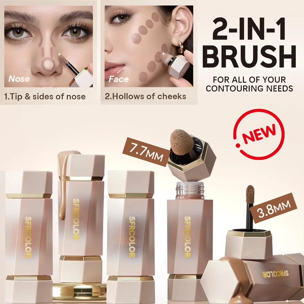 SFR Dual-ended Concealer Highlighter Liquid, Sweatproof Waterproof Makeup Contour Cosmetic