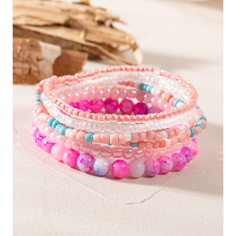 Natural Stone Bead Bracelet Elastic Stretch Bangle 6-10MM Round Bead  Multi-Style