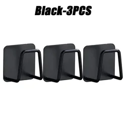 Compact Stainless Steel Kitchen Sink Organizer with Adhesive Scrubber and Dishcloth Holder (Black - 3PCS)