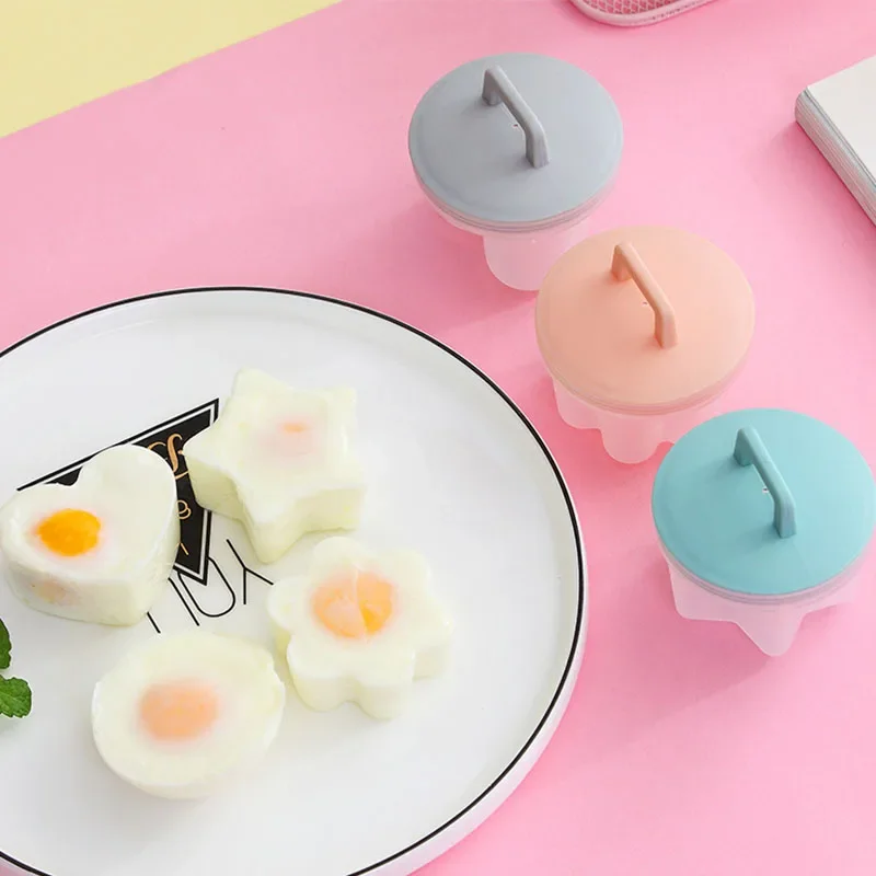 Cute Plastic Egg Boiler Kitchen Cooking Tools Egg Mold Form With Lid Brush 4Pcs/Set egg cooking mold