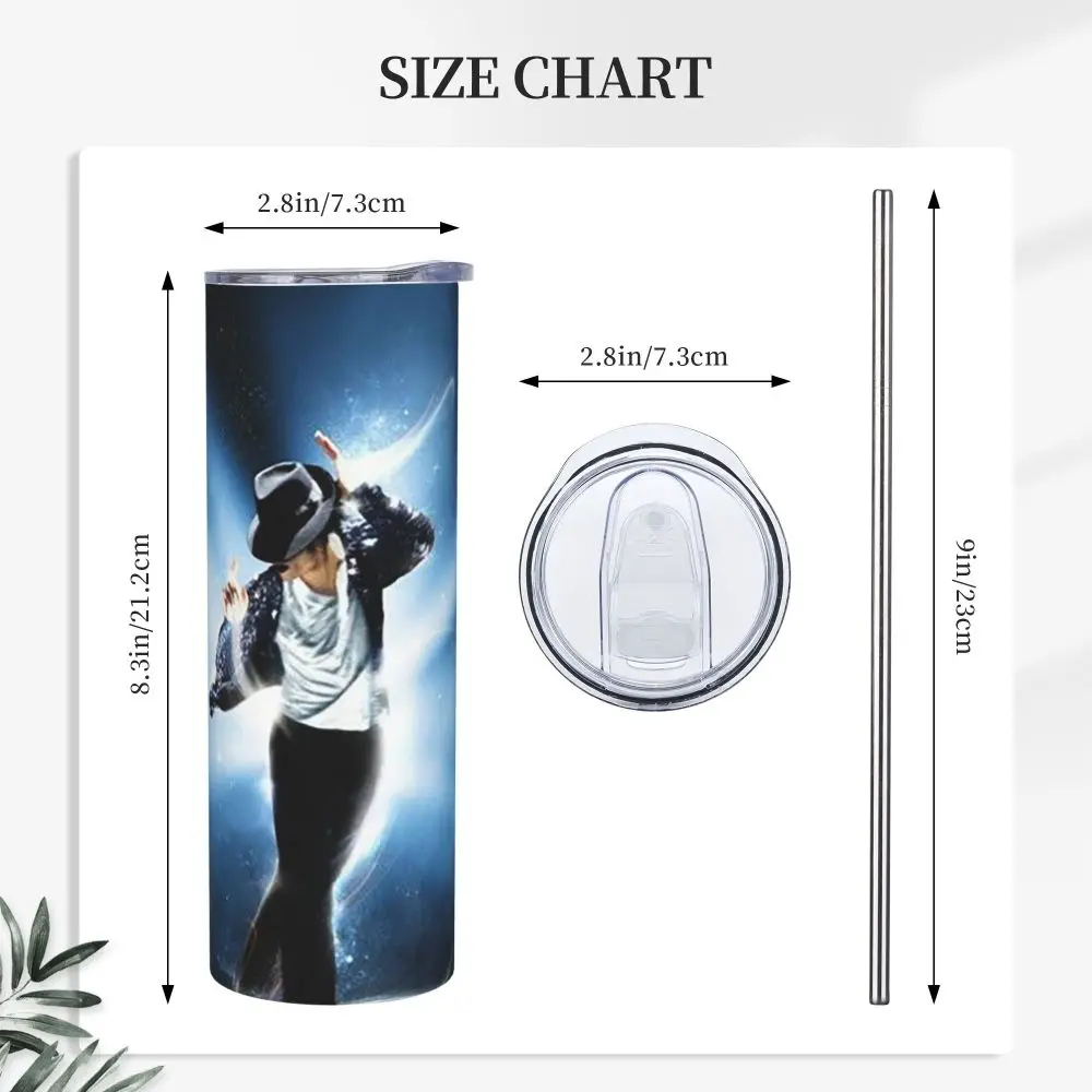 Michael Jackson Musicians Singers Dancers Stainless Steel Tumbler Vacuum Insulated Mug Thermal Cold Cup Straw With Lid 20oz