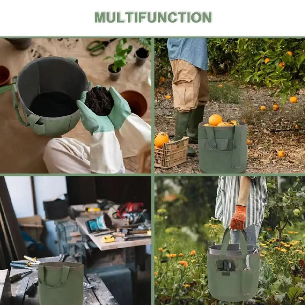 Bucket Bag Garden Tool Kit Gardening Supplies Organizer Canvas Gardening Organizer Tote With Multiple Pockets Waterproof