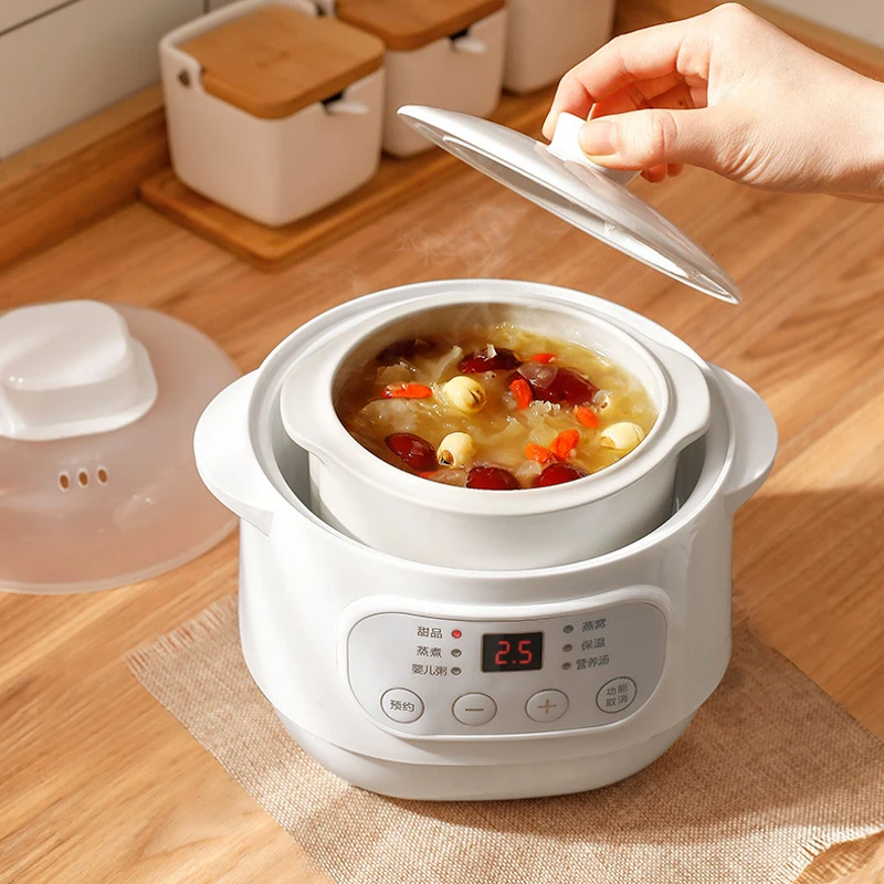 200W Electric Slow Cooker Stew Cup Food Steamer Multicooker Ceramic Pot Cubilose Stew Pregnant Tonic Baby Supplement Food Warmer 3