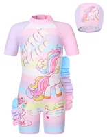 Jurebecia Girls 1-Piece UV Protection Swimwear Kids Cartoon Swimming Costume Child Rush Guard Swimsuit Beach Holiday Swim Wear 4