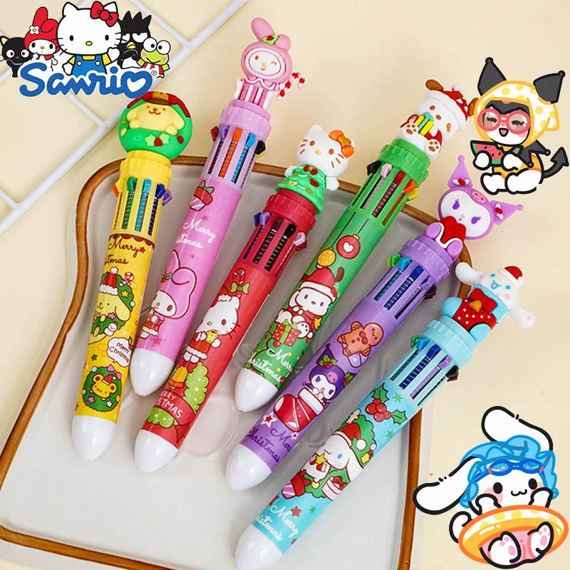 Sanrio 10Color Ballpoint Pen Cinnamoroll Kuromi Kawaii Cute Student Writing Gel Pen Office School Writing Supplies Ballpoint Pen