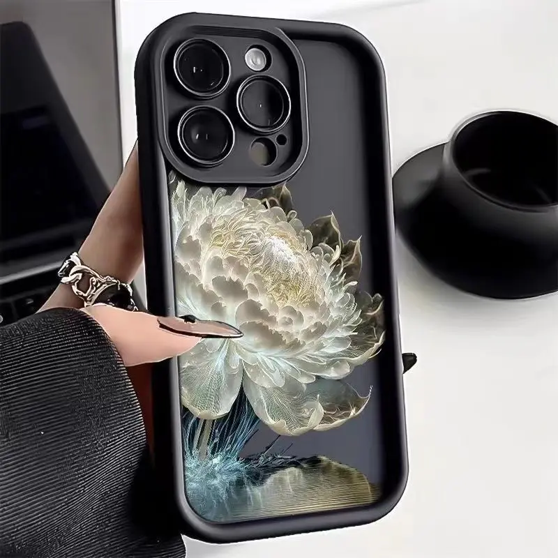 thumbnail image 1 of Funda de teléfono mate con flores para iPhone, funda a prueba de golpes para iPhone 11, 13, 15 Pro, 14, 16 Pro Max, 12, 13, 7, 8 Plus, SE 2020, XR, XS Max, X, 1 of 4