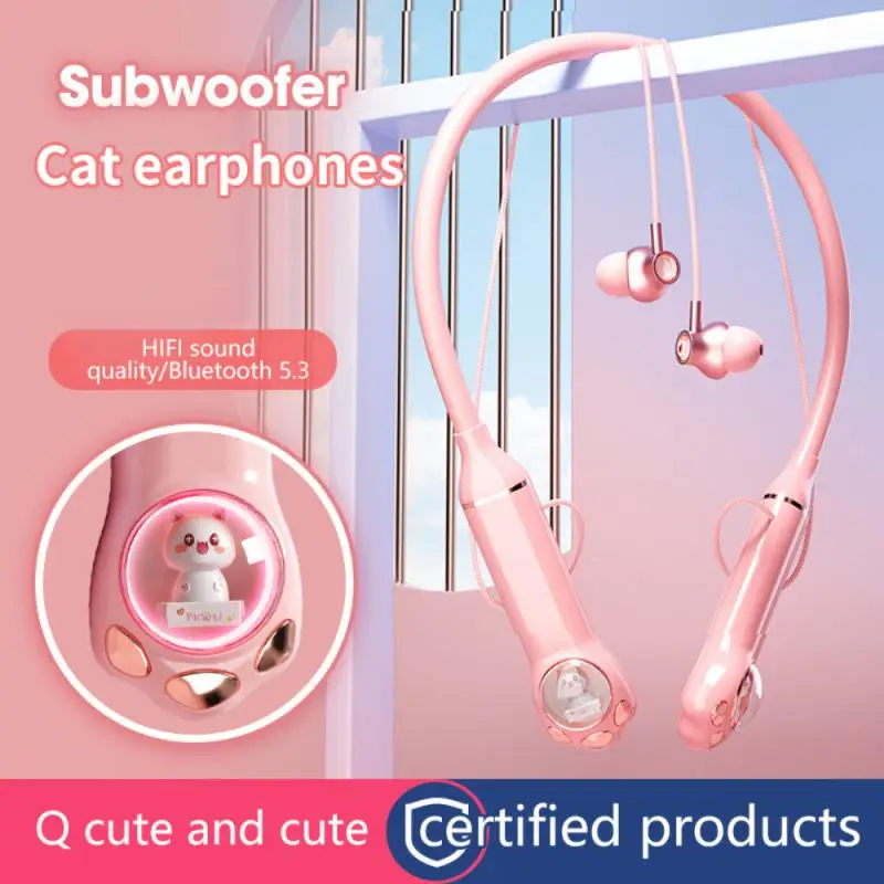 

Беспроводные наушники Stero Bass с шейным ободом, спортивные наушники-вкладыши для музыкальных игр, высокое качество звука, светящиеся наушники