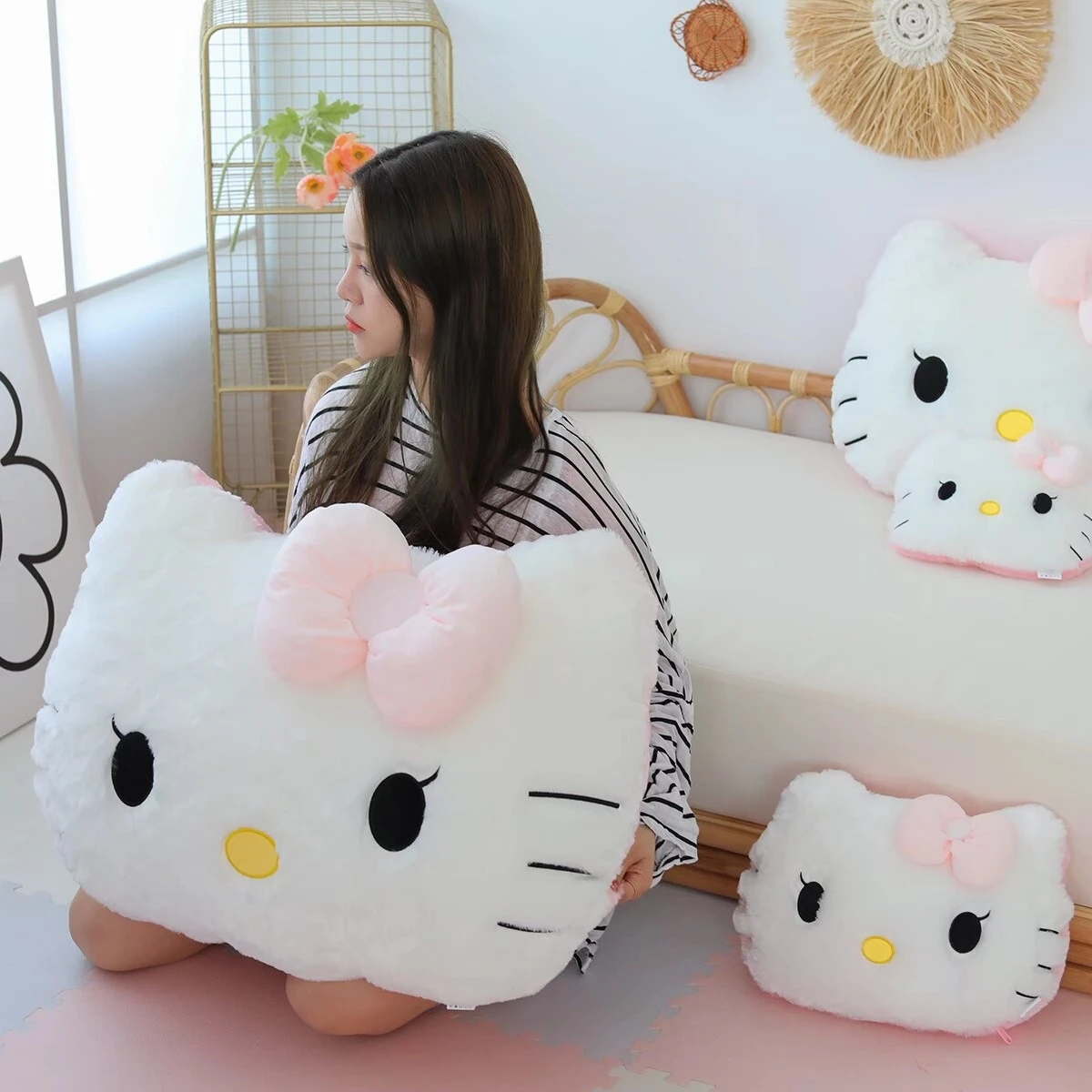 Sanrio Hello Kitty Plush Toy Soft Cuddly Pillow Hello Kitty Back Cushion  Sofa Decorative Pillow Hug Plushies Xmas Gifts For Girl - AliExpress, image size:1200x1200