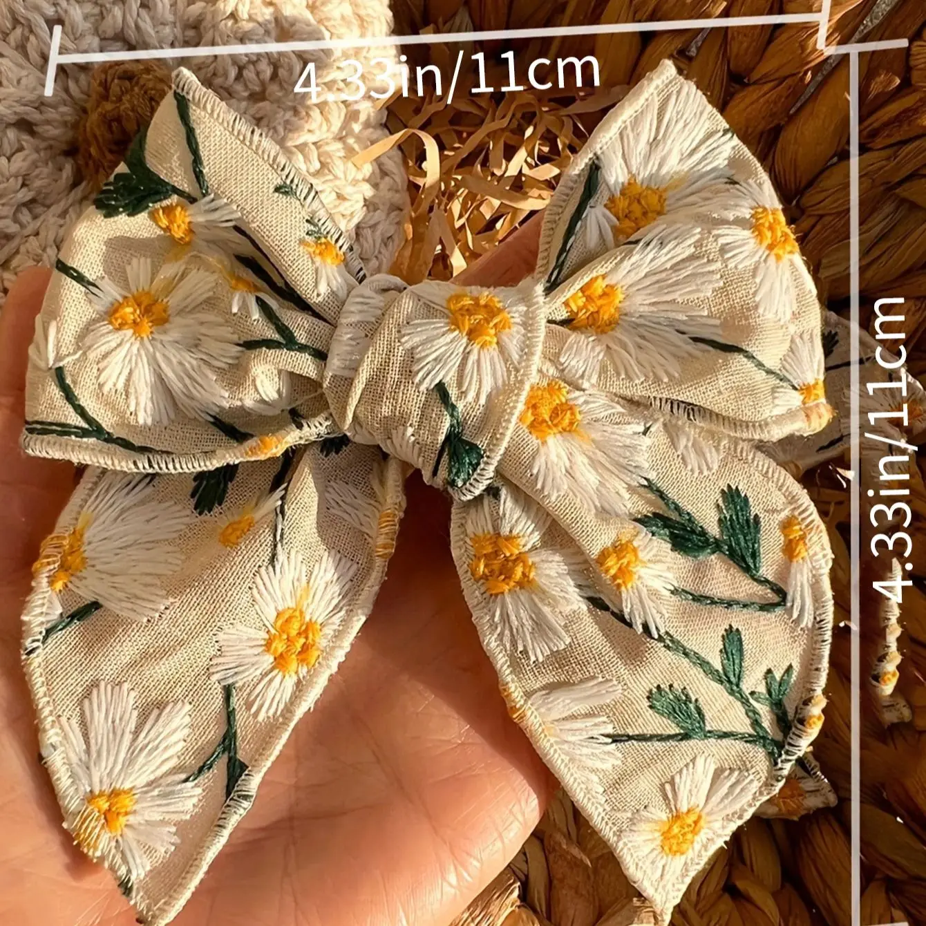 Embroidery Bow Baby Hair Clip For Girls Princess Daisy Hairclips Toddler Hair Pin Kids Hair Accessories Children Headwear 4