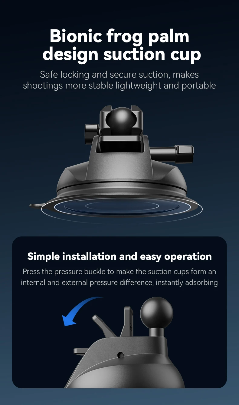 Action Camera Holder Suction Cup For DJI OSMO Action Insta360 Smart Phone Holde