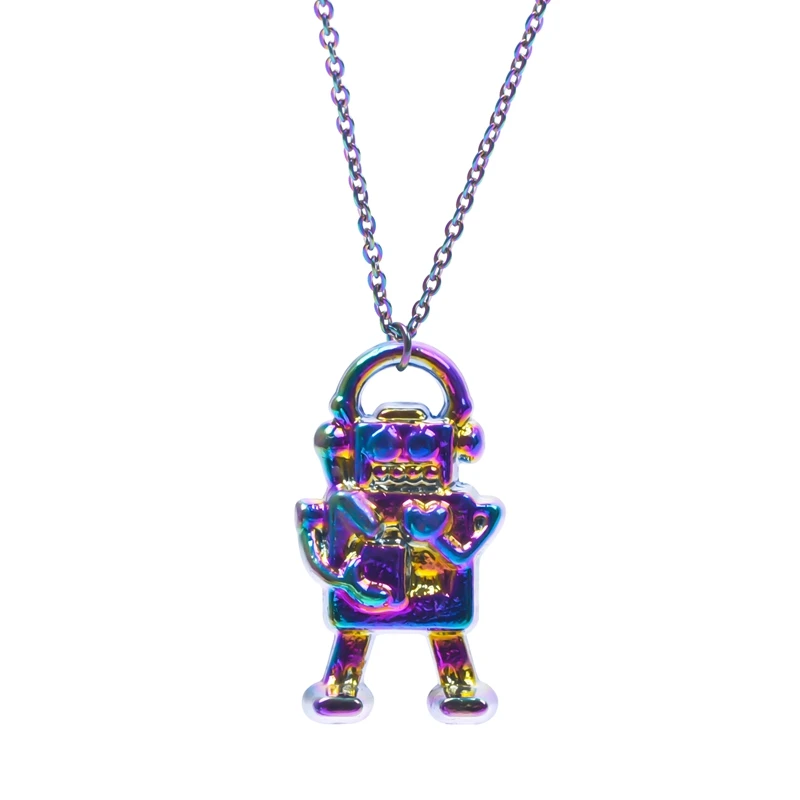 Robot Pendant Necklace Astronaut Alien Charm Necklaces For Women Men  Accessories Fashion Jewelry Stainless Steel Chain Boy Gift