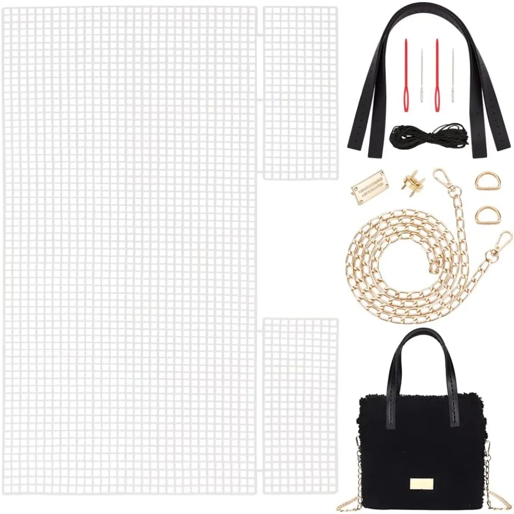 DIY Knitting Crochet Bags Kit Hand-Knit Woven Bag Making Kit Mesh Plastic Canvas Sheets for Embroidery Cross Stitch diy knitting kit craft supplies