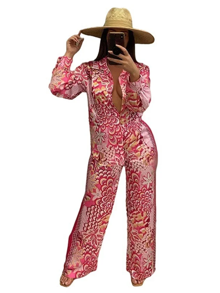 Wmstar Two Piece Set Women Autumn New Retro Printed Fashionable Casual Shirt Set Long Sleeved Pants Wholesale Dropshpping 2024