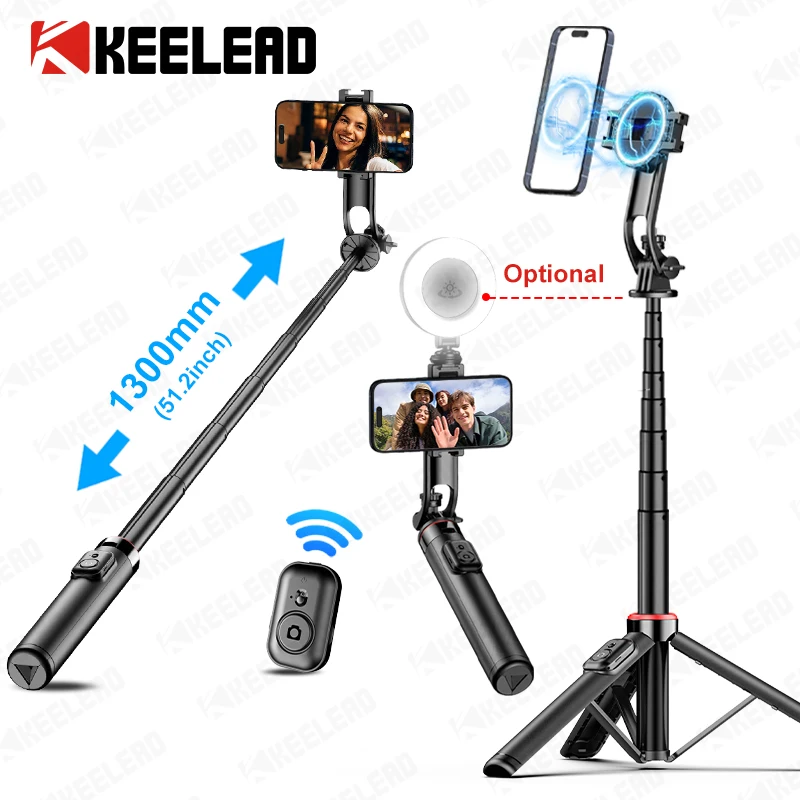C20 Selfie Stick Magnetic Stable Tripod Stand for Cell Phone with Wireless Bluetooth Remote for Iphone Android Phone Shoot Vlog