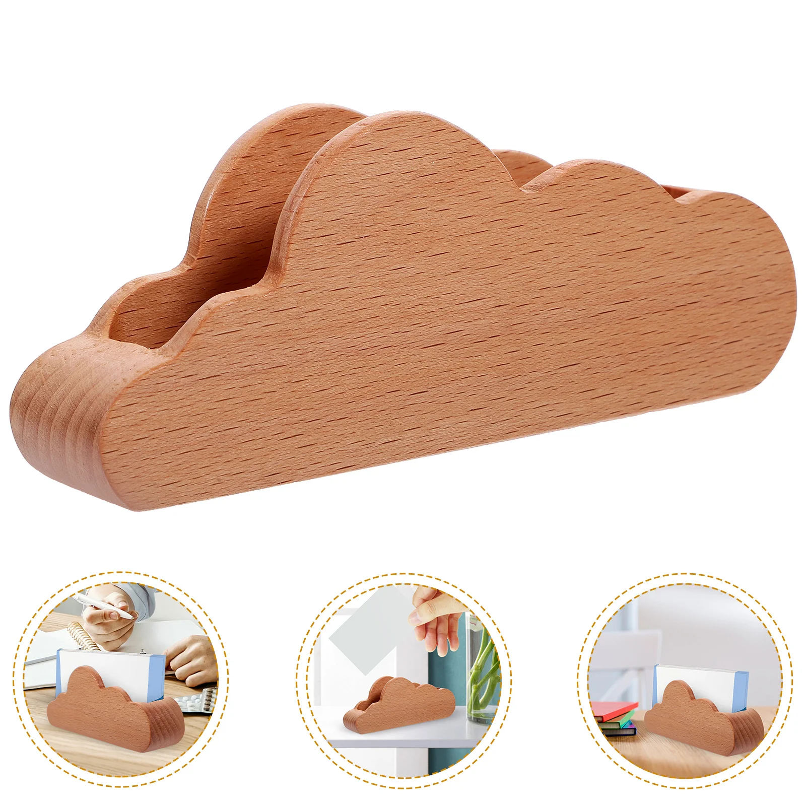 Name Card Holder Business Card Rack Wood Name Organizer Desktop Storage Stand Display Stand for Office