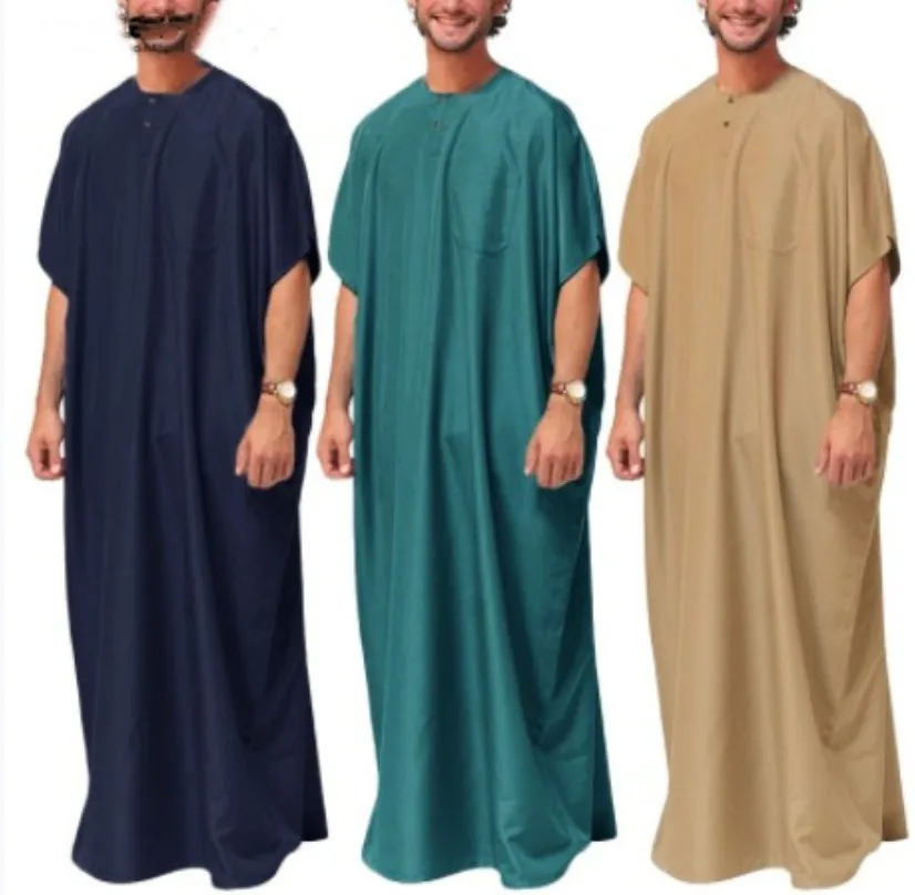 

Muslim Southeast Asia Robe Men Thobe Jubba Arab Long Sleeve Dubai Saudi Kaftan Muslim Clothing Man Malaysian Shirt