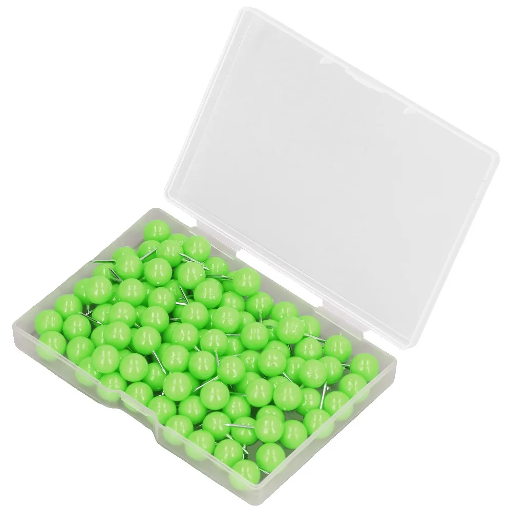 100Pcs 사무실 액세서리 캔디 컬러 푸시 핀 라운드 헤드 플라스틱 케이스 압정 9.5*20mm 장 압정 지도 포지셔닝