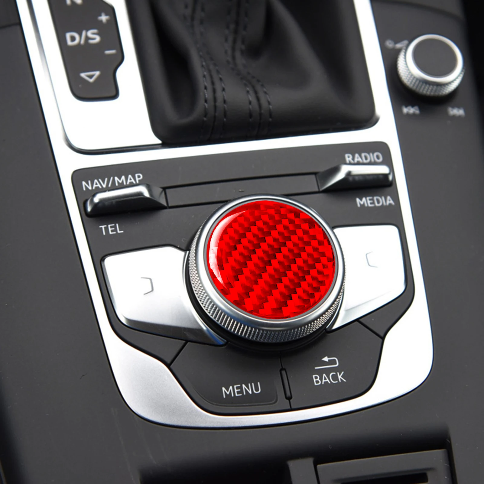 Autocollant Fibre Carbone Pour Boutons Multimédia Audi A3/A4 8V | Décoration Intérieur Voiture - Effet 3D