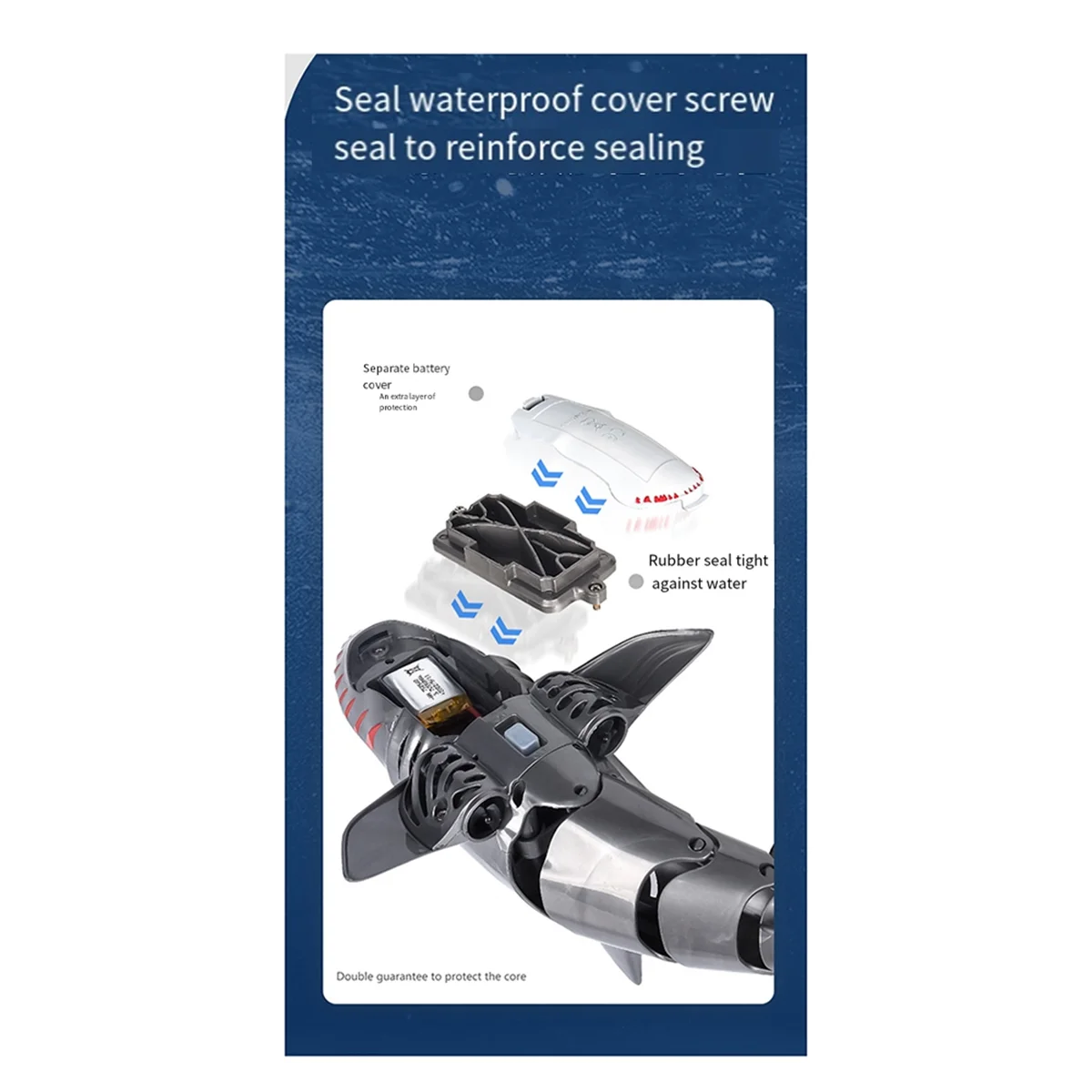 2.4G RC Shark Toys for Kids, RC Water Toys RC Boat with Lightfor Swimming Pool Water Toys (with 2 Batteries) 3