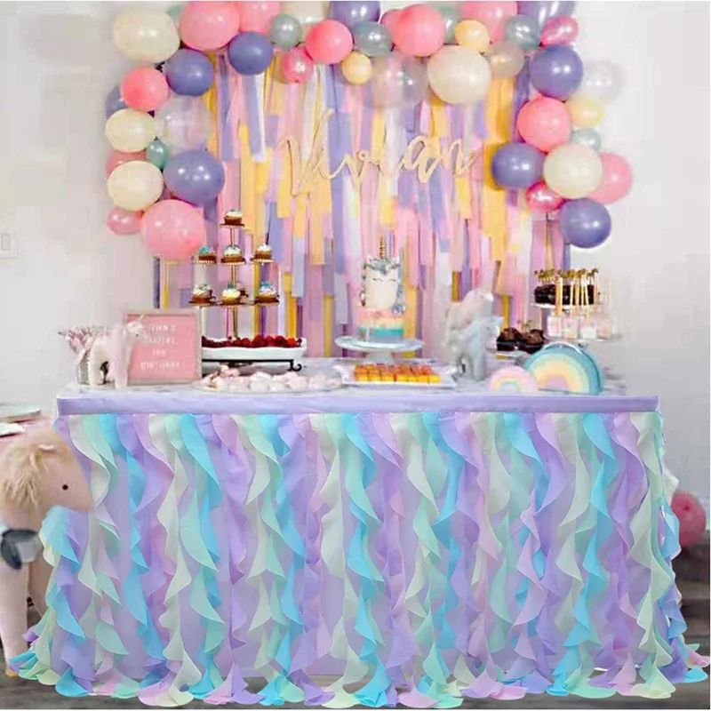 6ft Table Skirt Bluekate Rainbow Party Tutu Table Skirt for Unicorn Party  Decorations 1st Birthday Baby Shower Décor DIY Mermaid