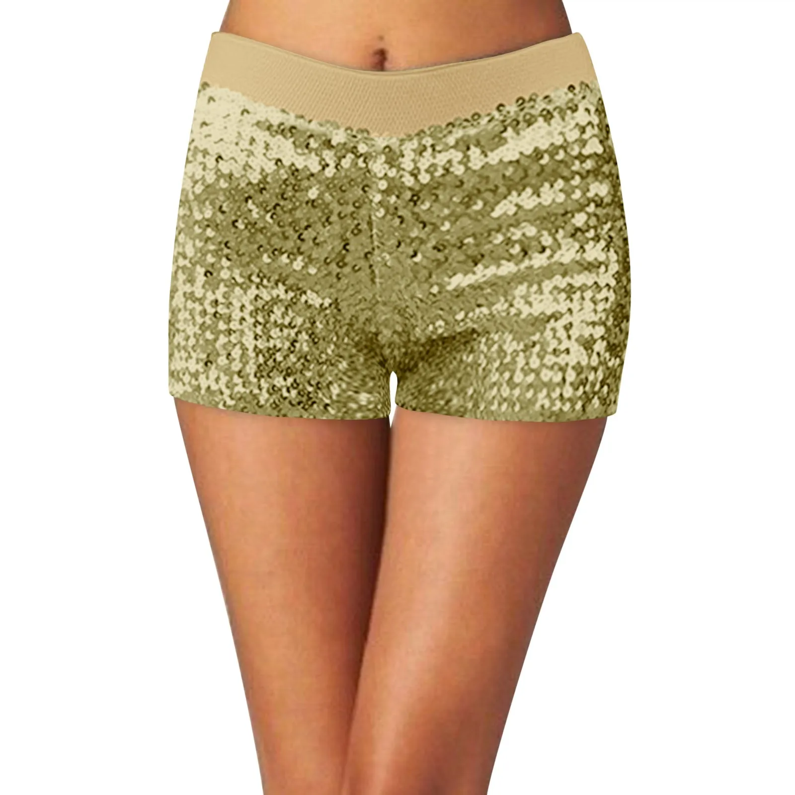 Women Sequins Shorts High Waisted Vintage Disco Dance Hot Pants Shiny Glitter Jazz Nightclub Mini Short Stretch Summer Shorts