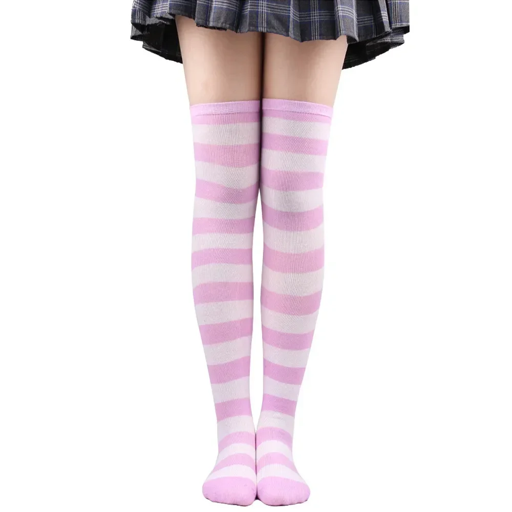 Dot Oberschenkel Hohe Strümpfe Damen Gestreift Damen Mädchen Schwarz Weiß Rosa Lang Über Knie Socken Cosplay Lolita Harajuku Y2k – Detail 4