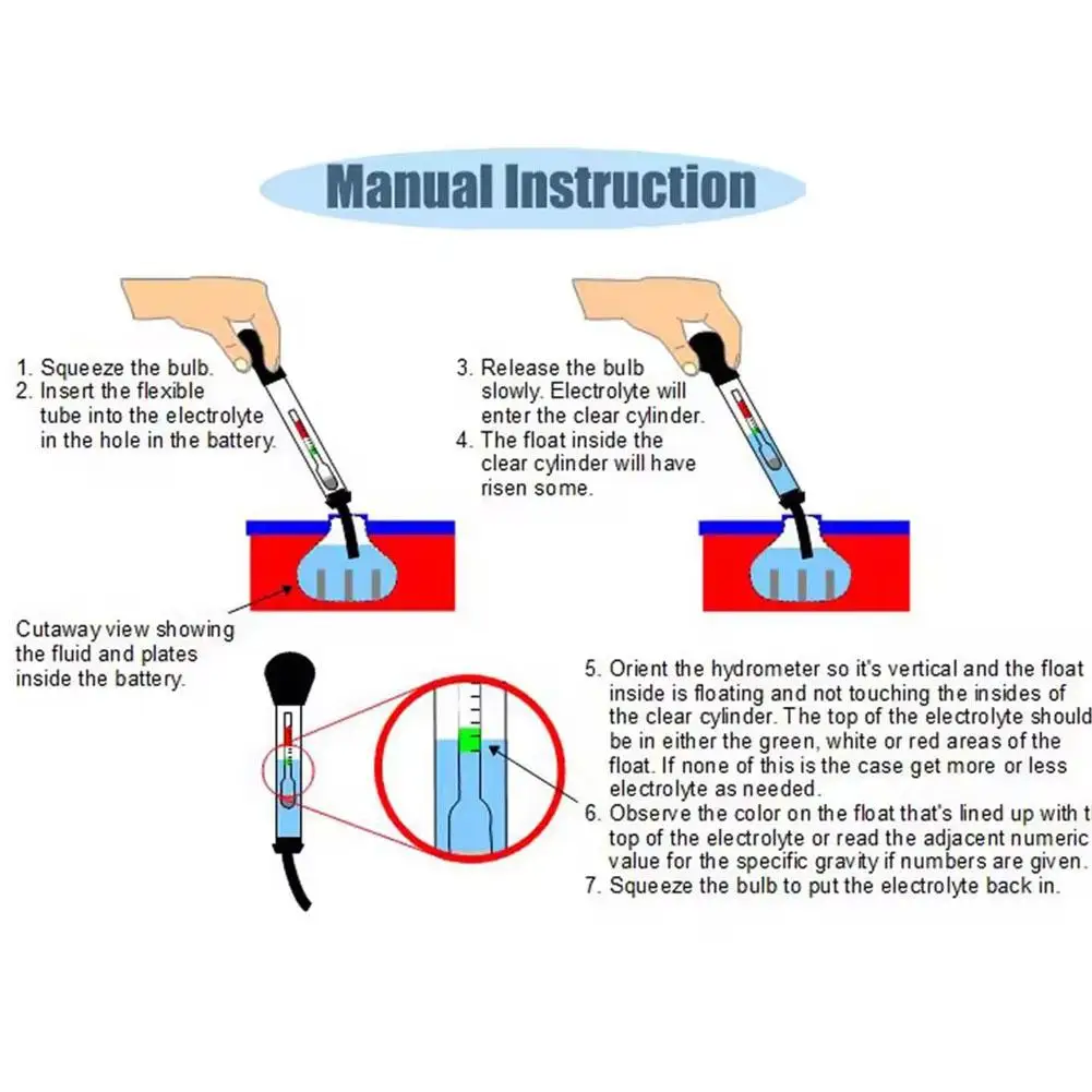 8인치 배터리 하이드로미터 빠른 감지 전기 유압식 미터 전기 밀도 중력 흡입 테스터 산성 D8K3