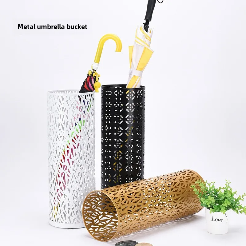 Metal Umbrella Holder Round for Home Hotel Umbrella Storage Organizer Drying Flower Vase Decor Multifunctional Metal Bucket