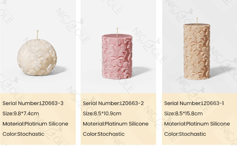Description Picture 4 of itemBoowan Nicole Classic Patterns Relief Candle Silicone Mold Handmade Soap Mold DIY Scented Candle Making for Table Decor