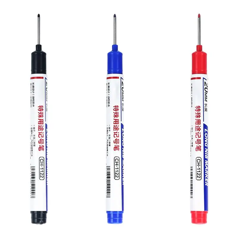 Long Head Deep Hole Marker Long Nose Mechanical Pen Drill Hole Marker Colorful Waterproof Carpenter Ink Pen For Glass