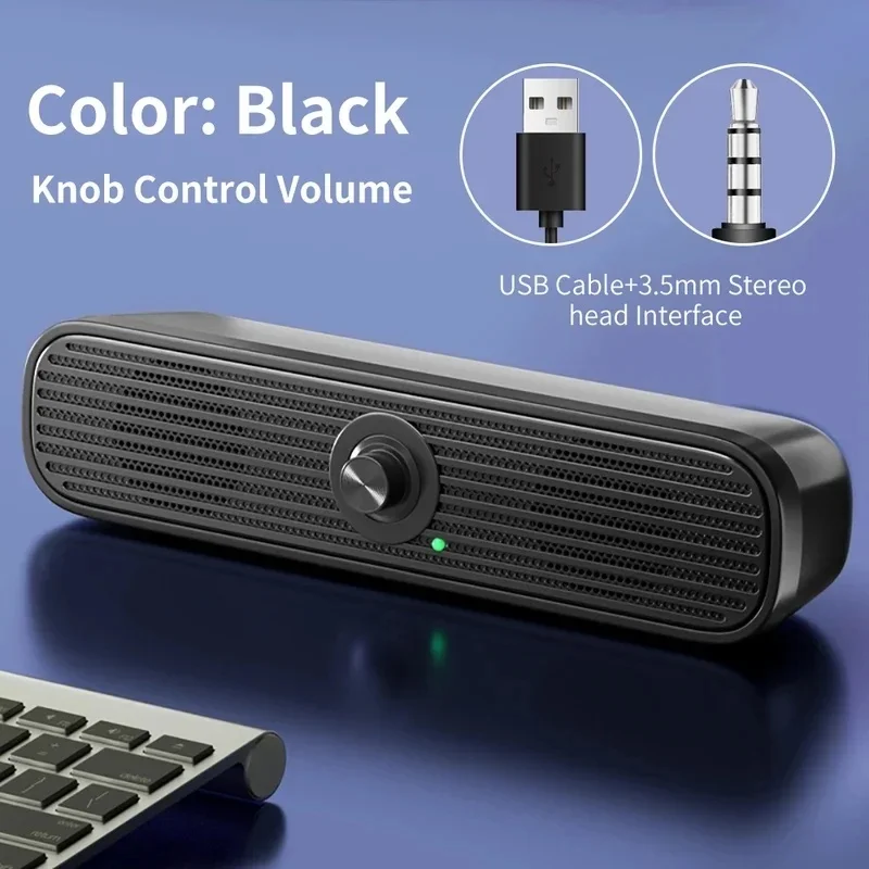 Enhanced Desktop Soundbar with Surround Sound and Powerful Bass - USB Wired Home Stereo Speaker System