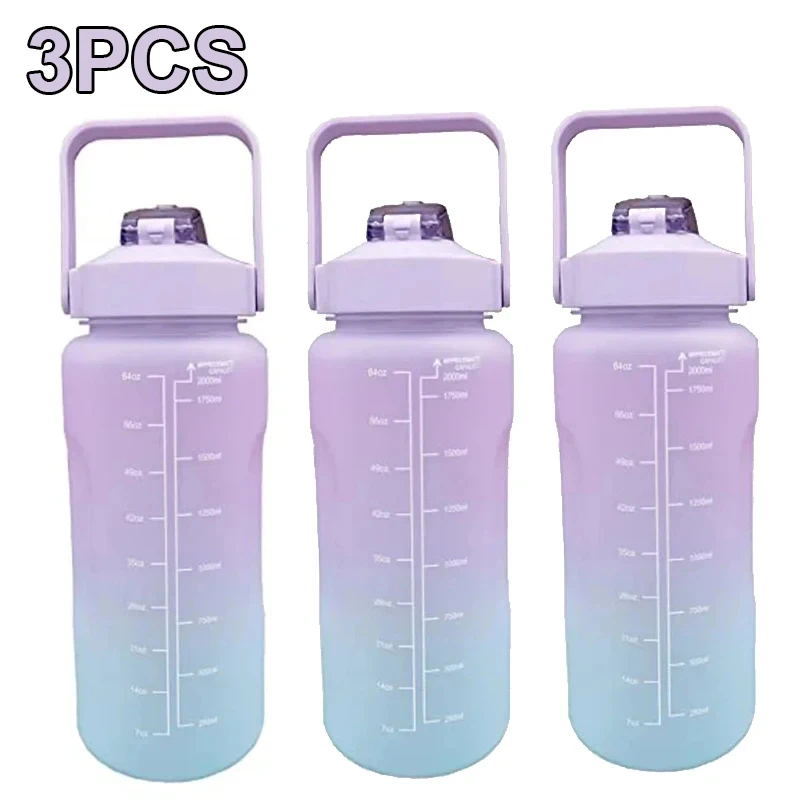 Stay Hydrated 2-Liter Leakproof Sport Water Bottle with Motivational Time Markers