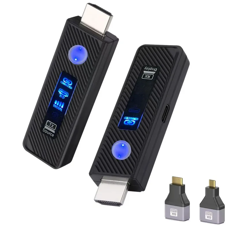 휴대용 무선 HDMI 어댑터, 드라이버 및 앱 필요 없음, 노트북, 스마트폰에서 TV 모니터로 전송하는 60M 장거리 무선 비디오 송신기