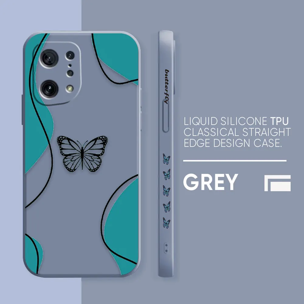 thumbnail image 1 of Case For OPPO FIND X6 X3 REALME X7 X50 RENO 2 4Z 4 6 Lite 5Z 5F 4G 5G PRO Liquid Silicone Case Beautiful Butterfly, 1 of 5