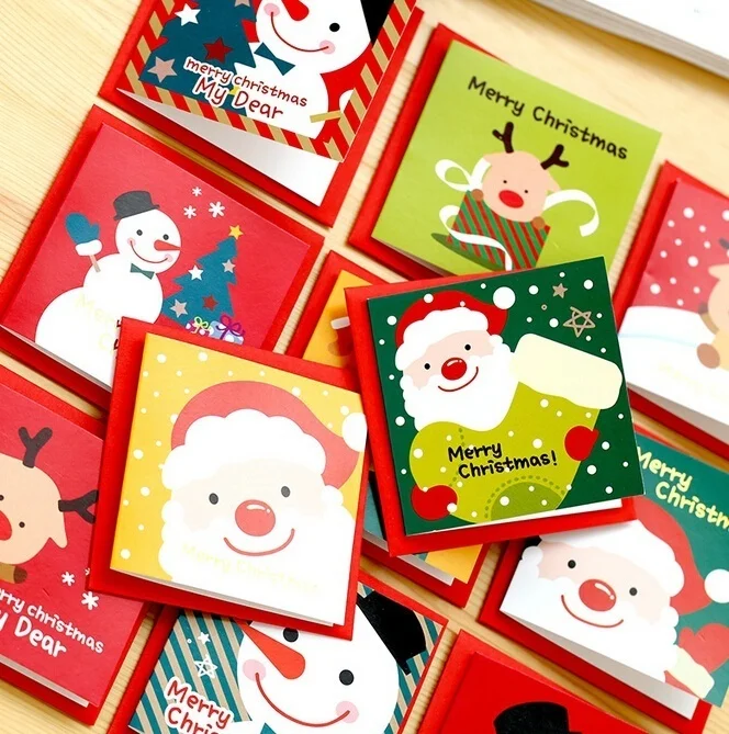 24 Teile/los Weihnachten Grußkarte Kinder Mini Weihnachten Segen Grußkarten Umschlag Neujahr Postkarte Geschenkkarte Weihnachten Party – Detail 3