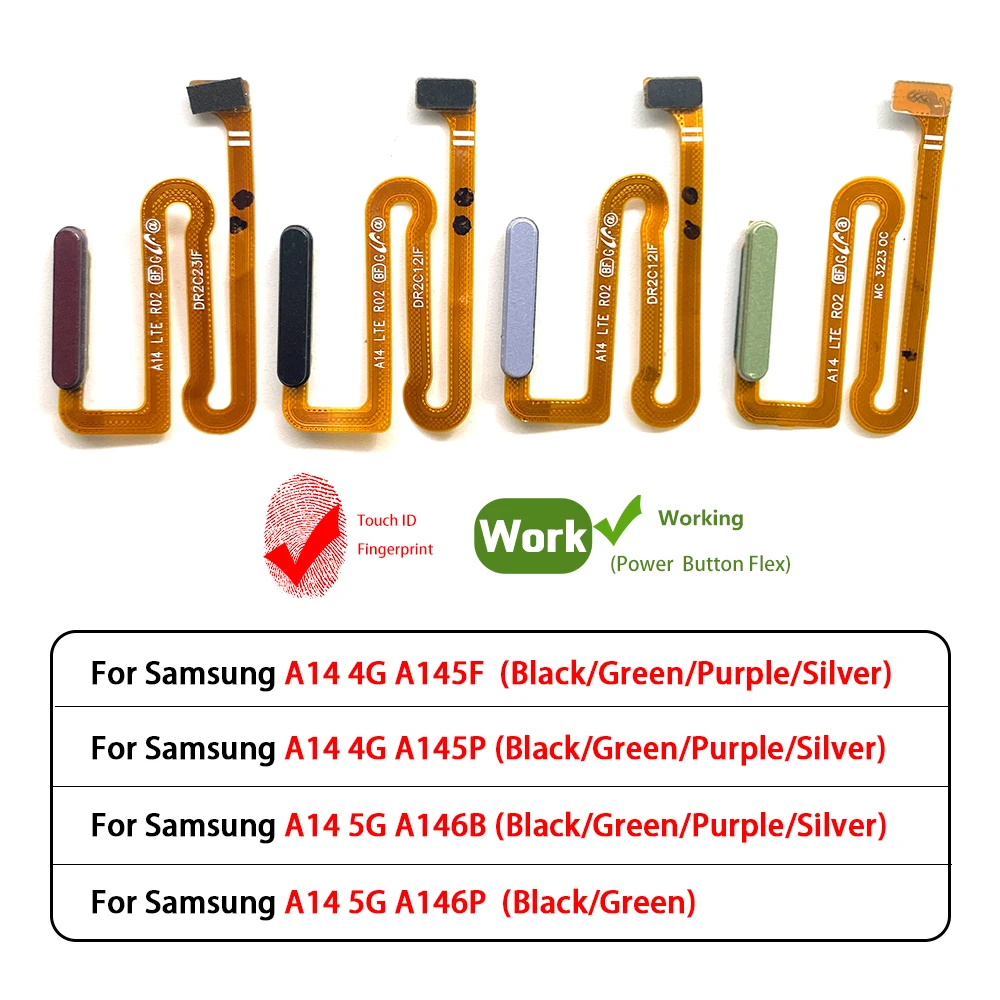 

Оригинальный шлейф для Samsung A14 4G A145F A145P / A14 5G A146F A146P, кнопка включения, датчик отпечатка пальца, сенсорный ID