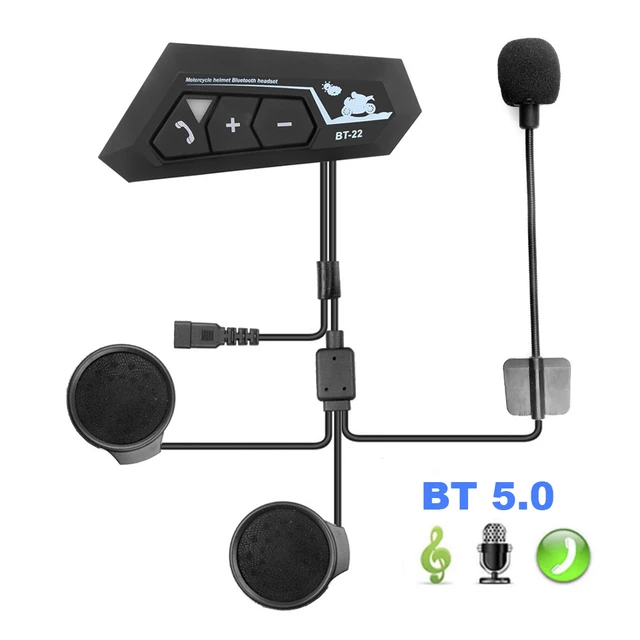 Oreillette Bluetooth sans fil T2/BT2 pour moto, appareil de communication  pour casque, kit mains-libres