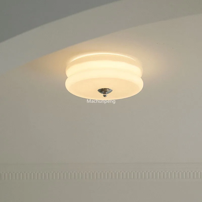 

Nordic Simple Bauhaus LED Ceiling Light Fixture Island Cream Glass Entrance Ceiling Light Modern Ring Lampara Bedroom Decoration