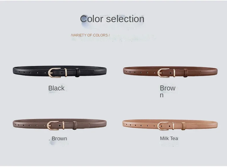 Women's Thin Leather Belt Personalized Alloy Buckle Simple Fashion High Quality Waistband Decorate Belt with Jeans Coat