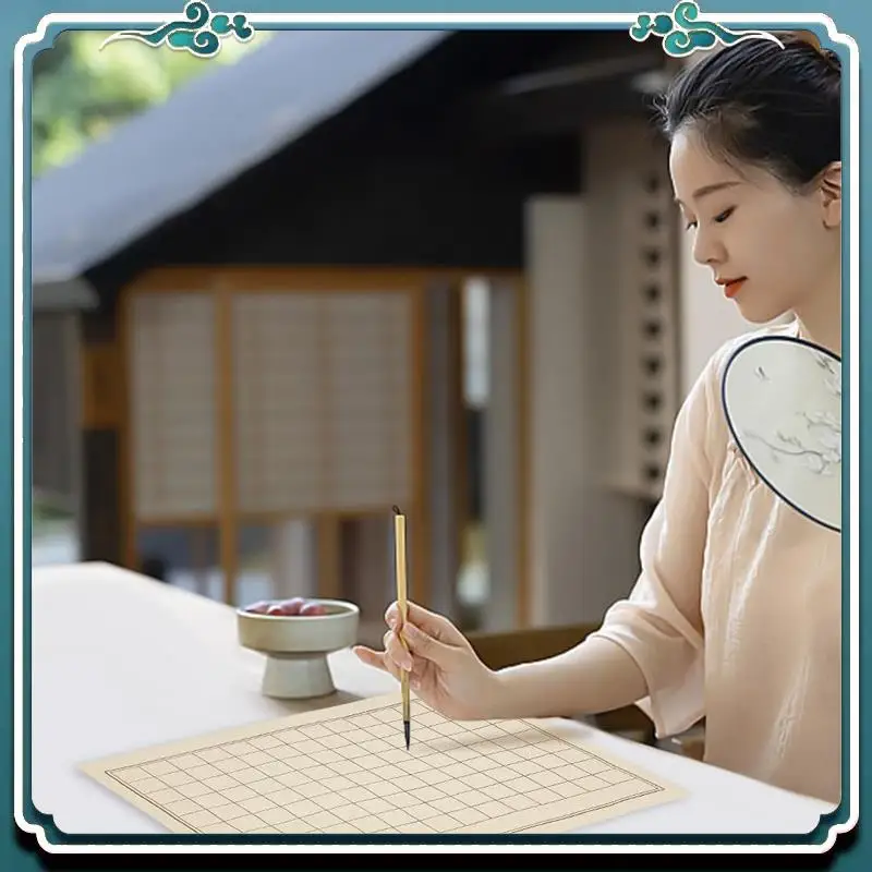 Premium 100 Sheets Chinese Calligraphy Xuan-Paper With 2 Styles Grids Japanese Sumi Paper Brush Ink Calligraphy For Beginners