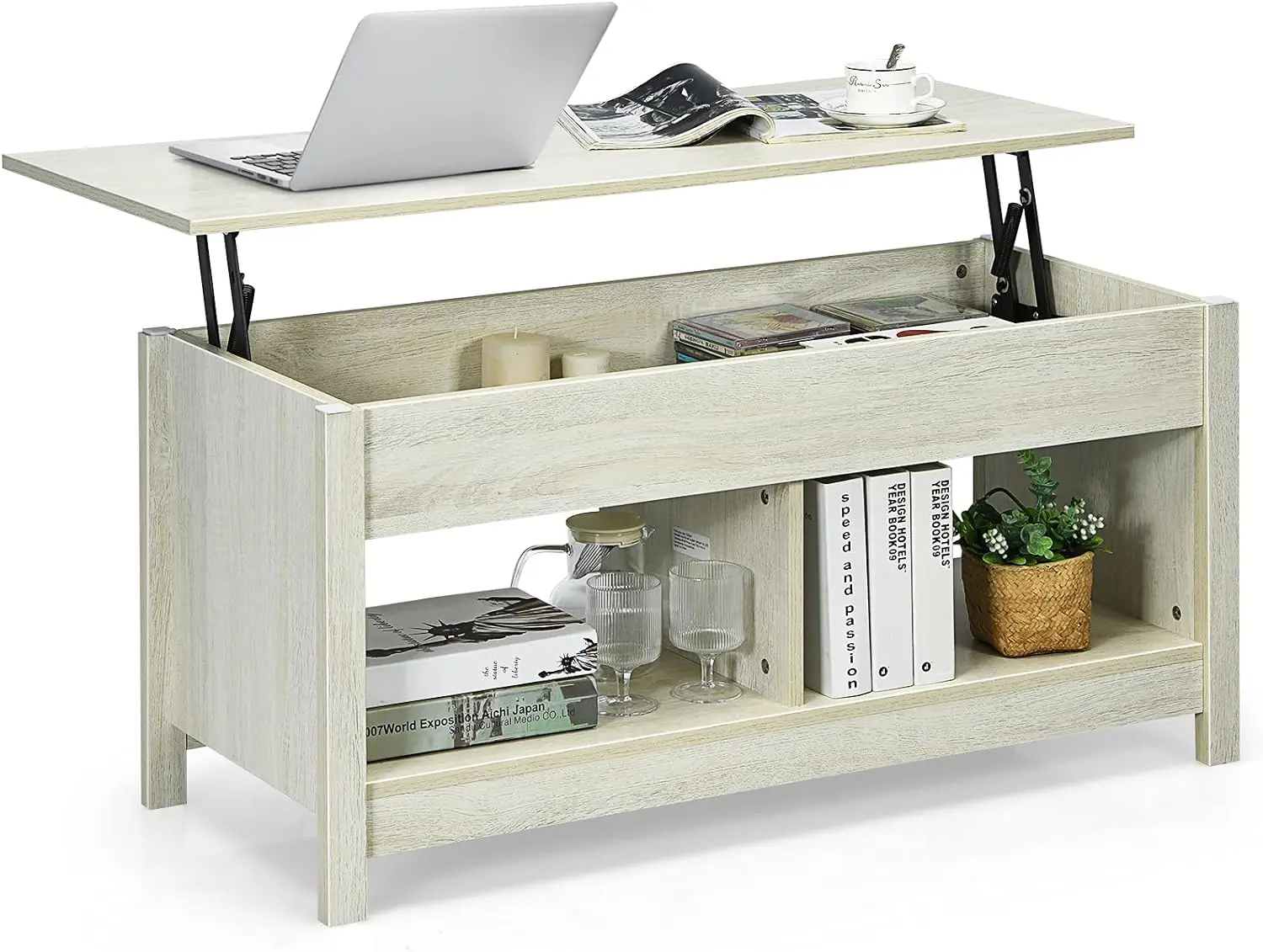 Lift Top Coffee Table, Modern Coffee Table with Lift Tabletop, Multifunctional Accent Furniture w/Hidden Compartments