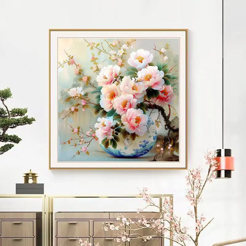 11CT Vase Flowers Needlework Printed Cross stitch Sets Embroidery kit Full Cross-Stitching 50X50cm