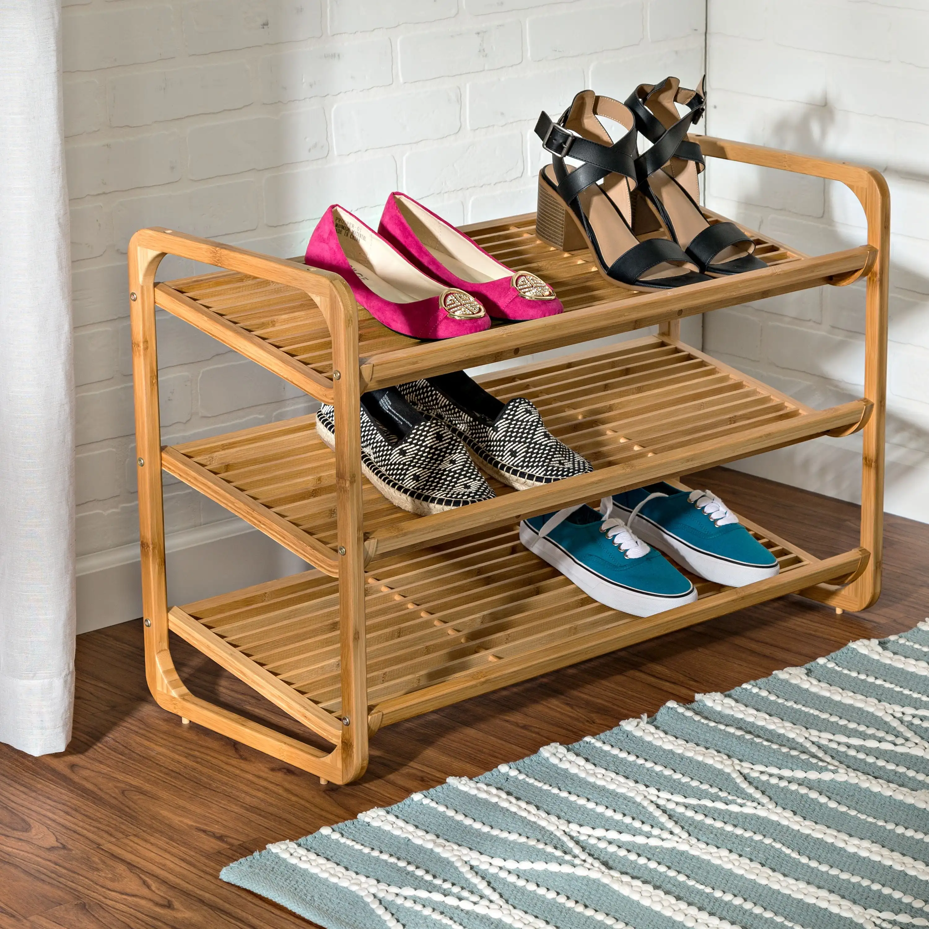 

Honey-Can-Do 3-Tier Bamboo 12-Pair Shoe Rack, Natural