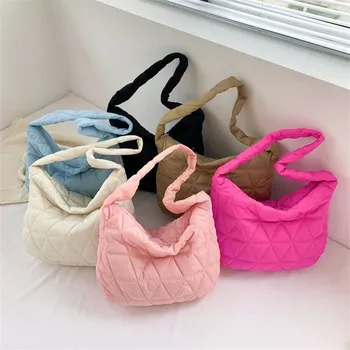 حقيبة كروس مبطنة منتفخة، حقيبة كتف مبطنة، حقيبة هوبو عصرية ذات سعة كبيرة، حقيبة كروس يومية، محفظة سفر آمنة