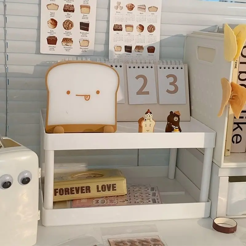 이중 레이어 데스크탑 스토리지 랙, 침실 화장품, 사무실 클러터 스토리지 랙, 학생 기숙사 아티팩트 분류 랙 