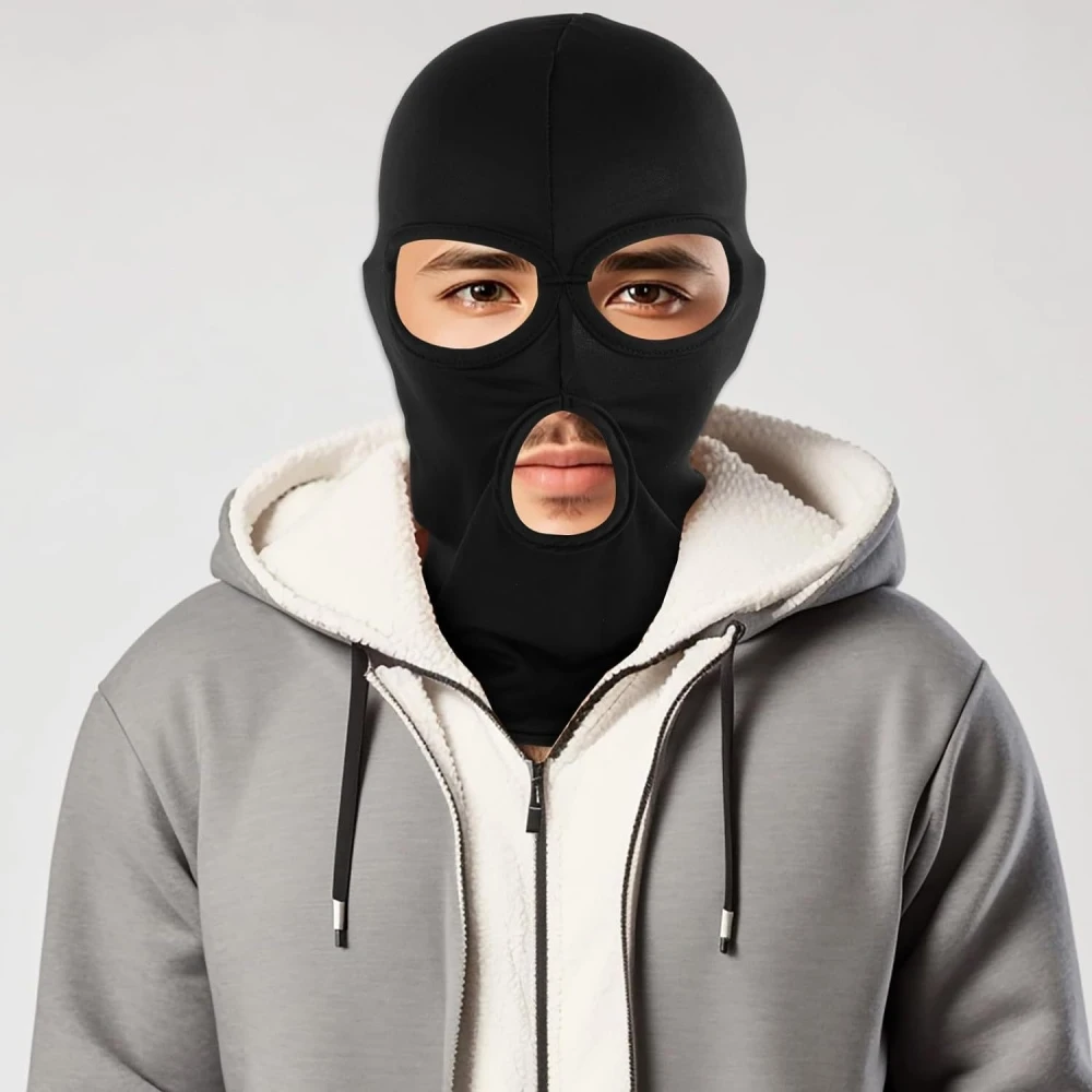 1/30Pc Black Perforated Mask Mens and Womens Anti UV Sunscreen Bicycle Motorcycle Cosplay Performance Full Face Mask