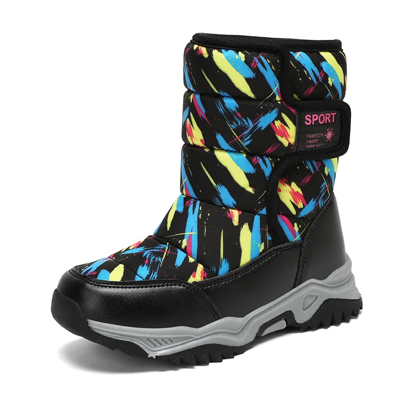 

Girls Snow Boots Boys Winter Shoes Outdoor Plush Waterproof Windproof Children Cotton-padded Shoes Anti-Slip Kids High Top Boots