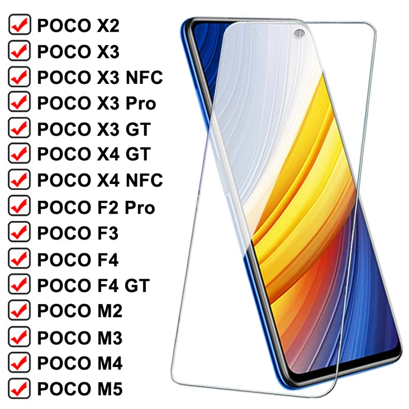 

9D Anti-Burst Tempered Glass For Xiaomi Poco X3 X4 NFC X2 F2 F3 F4 GT Screen Protector POCO M2 M3 M4 M5 Pro M5S Protective Glass