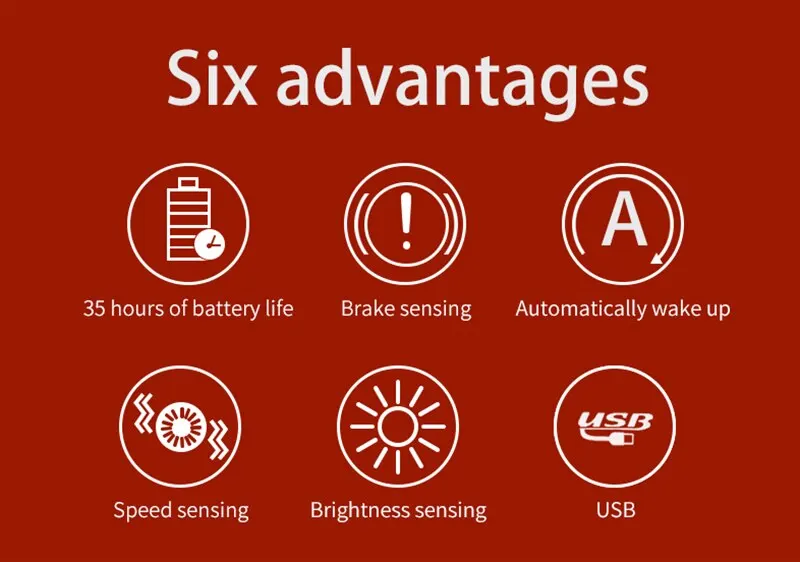 Description Picture 3 of itemSmart Bicycle Rear Light Auto Start Stop Brake Sensing Induction Waterproof USB Charging Cycling Tail Taillight LED Bike Light